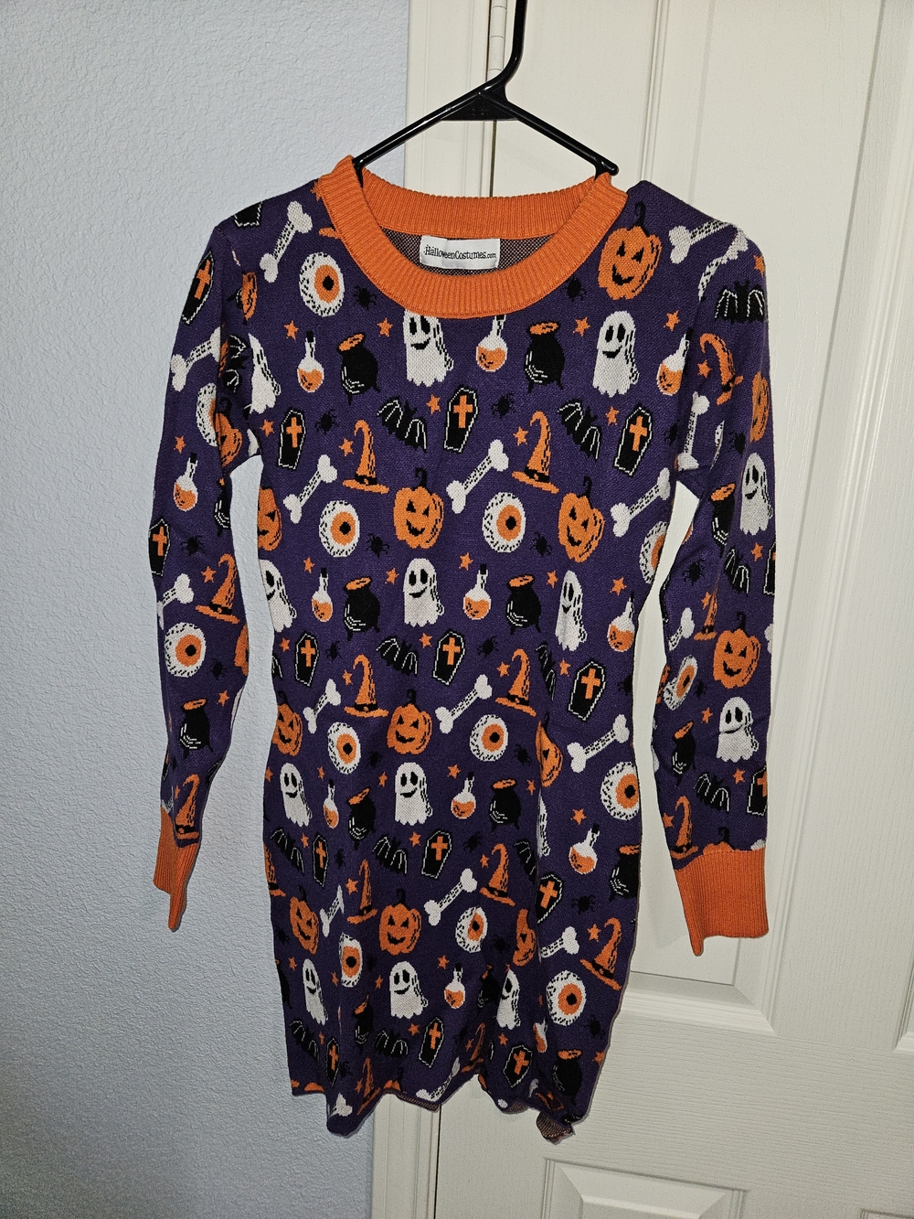 HalloweenCostumes.com Halloween Print Long Sleeve Sweater Dress Size Medium